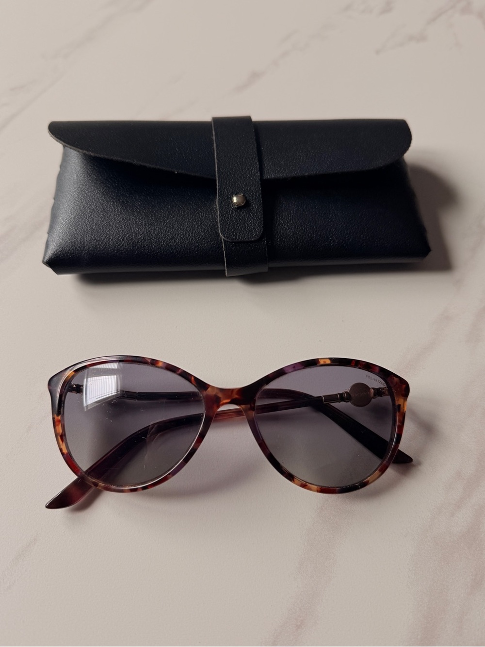 Versace Tortoiseshell Medusa Sunglasses with Polarized Gray Lenses